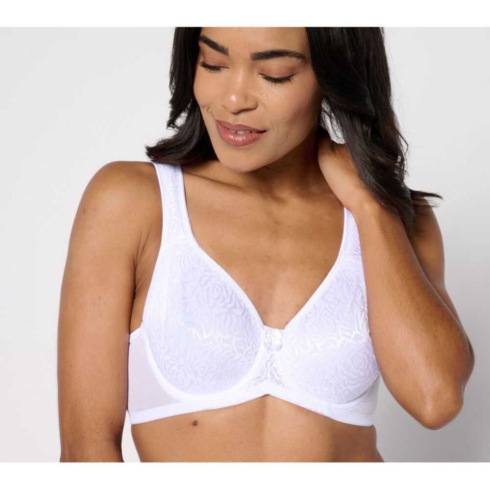 Breezies Women's Bra Sz 44B Wild Rose Seamless Underwire Support White